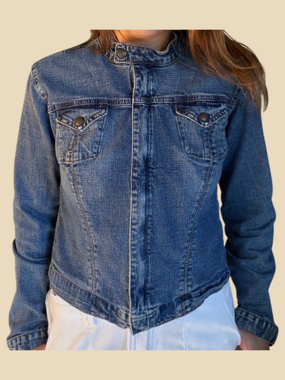 Vintage 90s Express Precision Fit Denim Moto Jacket